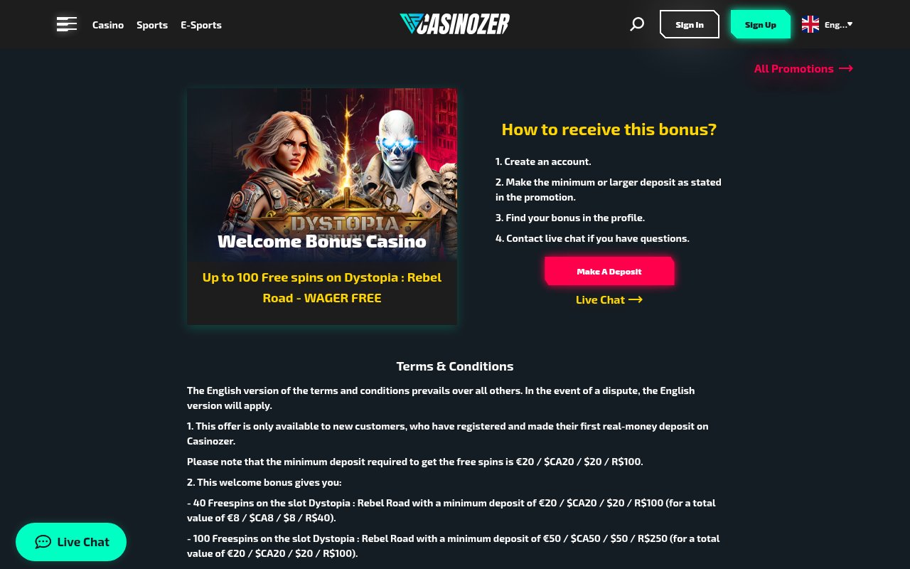casinozer current promotions and bonuses